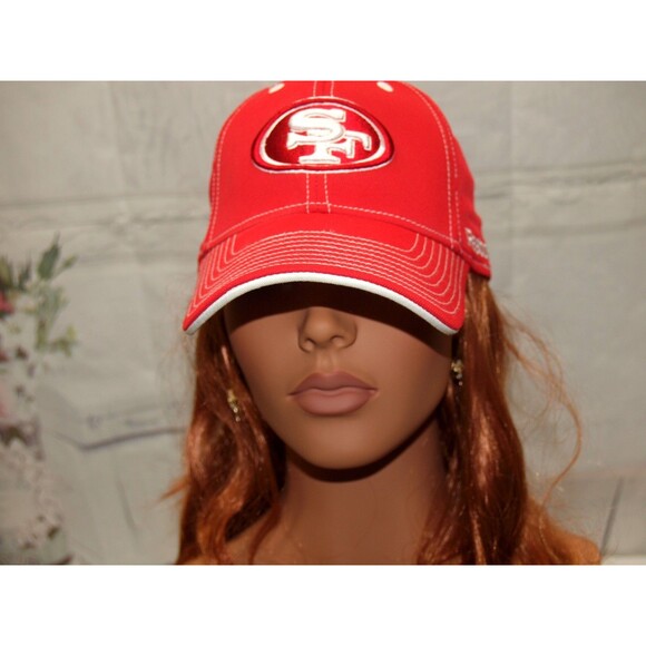 San Francisco 49ers Hat Cap Unisex Stretch Fit Red White Adult Reebok NFL S/M - Picture 5 of 7